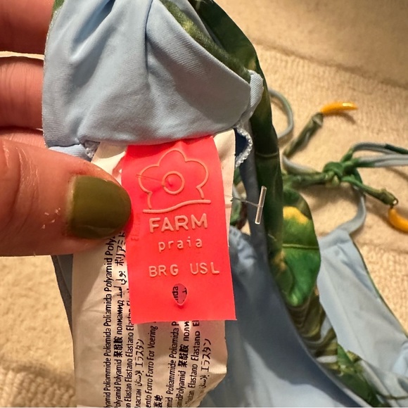 Farm Rio Banana Tropical Print Bikini Swim Top - Picture 3 of 5